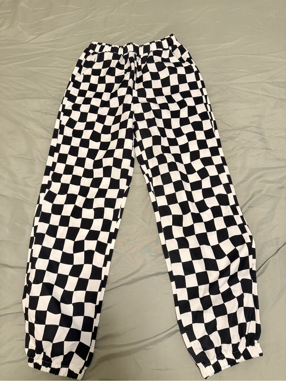 SHEIN Black & White Checker Print Kids Sweatpants